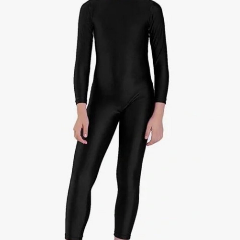 Black Lycra  Kids Jumpsuit